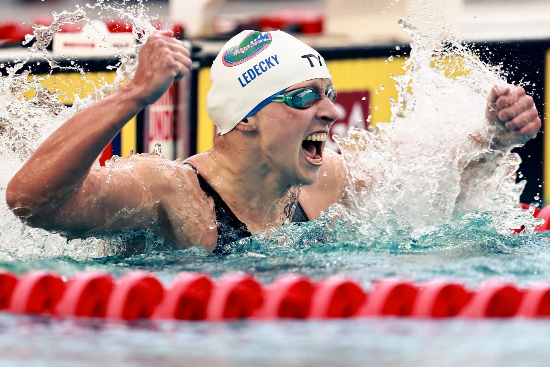 Katie Ledecky at the 2025 TYR Pro Swim Series at Fort Lauderdale Aquatic Center in Florida. (Photo by Getty Images)